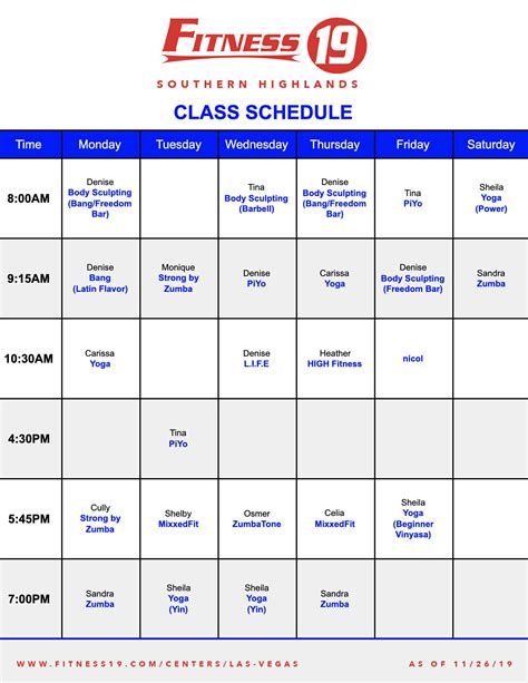 las vegas athletic club class schedule.